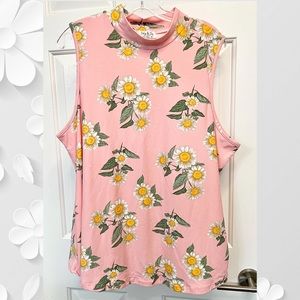 Jolie & Joy Sunflower Pink Tank Top Size 3X